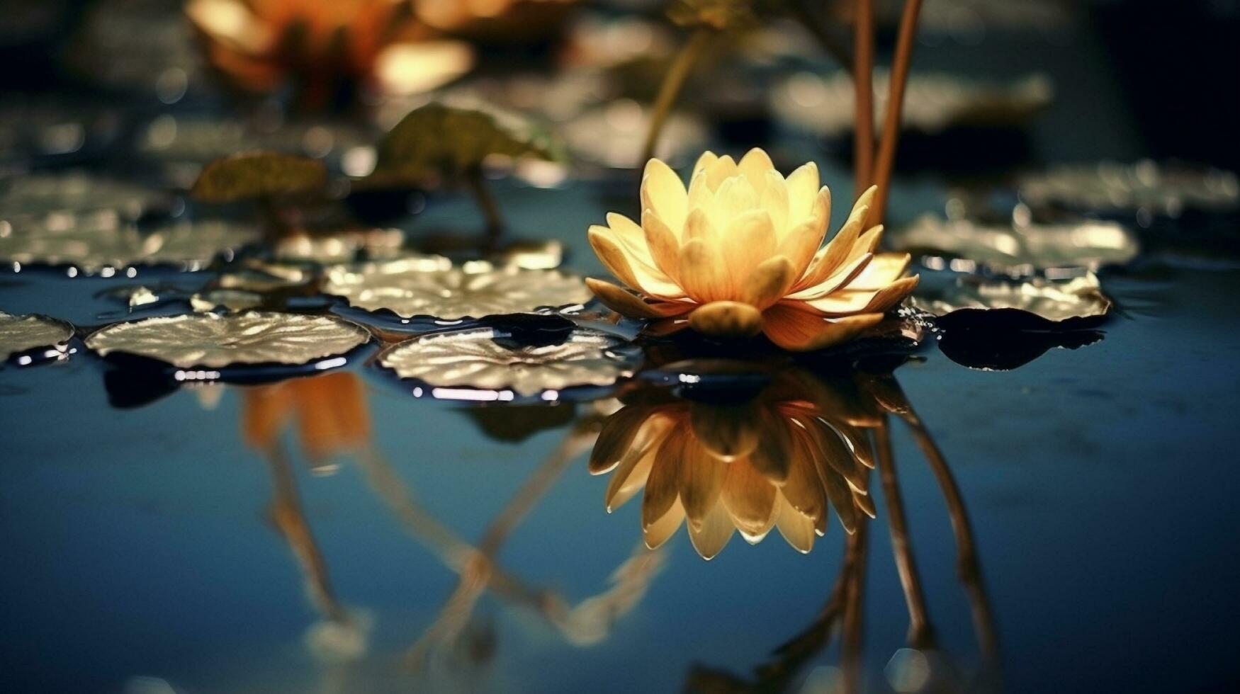 une fleur cette est flottant dans certains eau, génératif ai photo