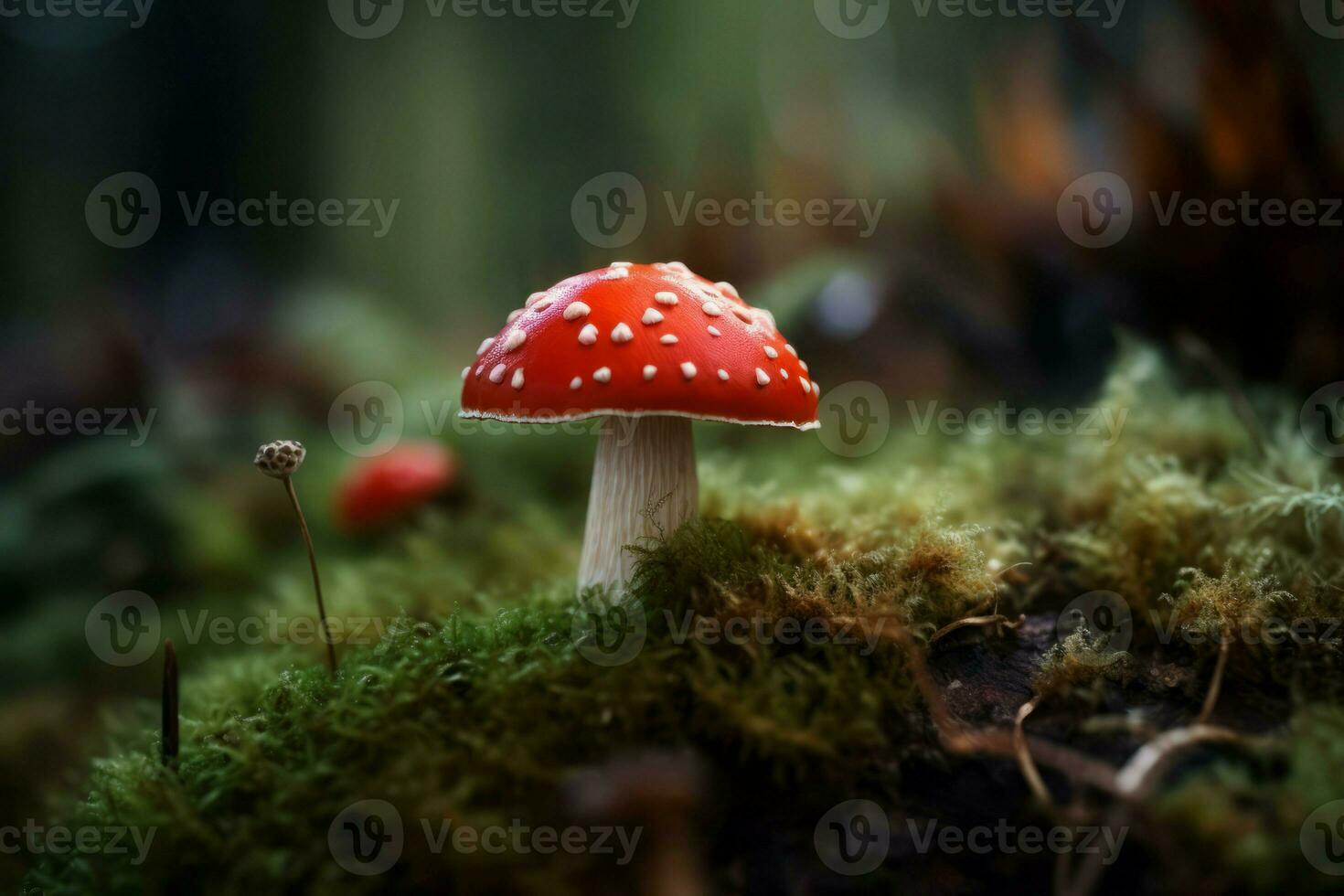 rouge champignon vénéneux champignon danger. produire ai photo