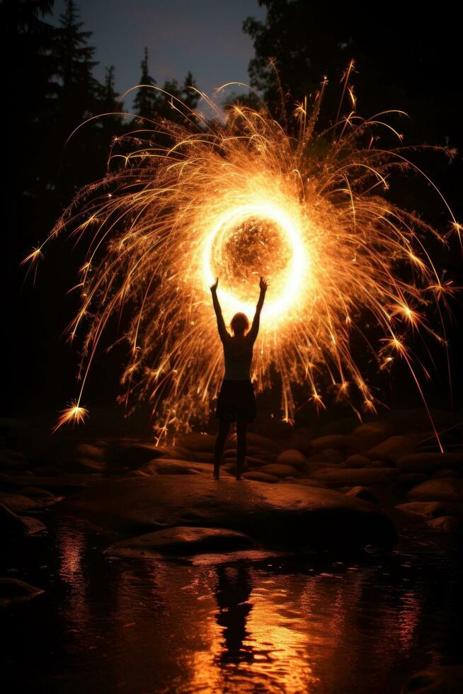 cierge magique lumière La peinture à votre santé dans le air. photo