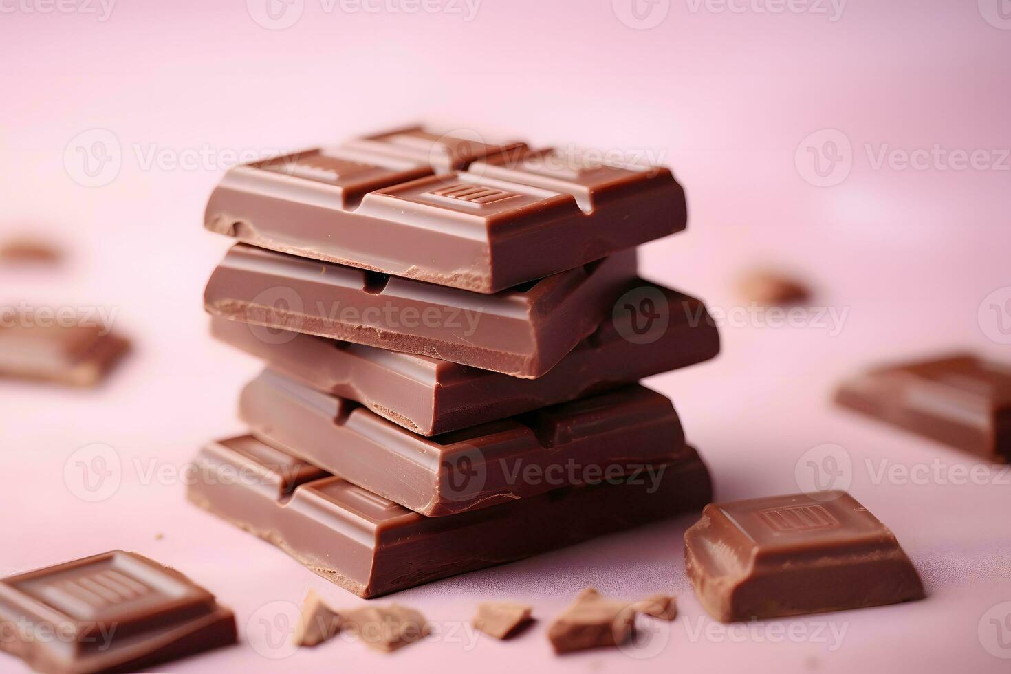 Chocolat bars sur une pastel Contexte. promotionnel commercial photo de bonbons.