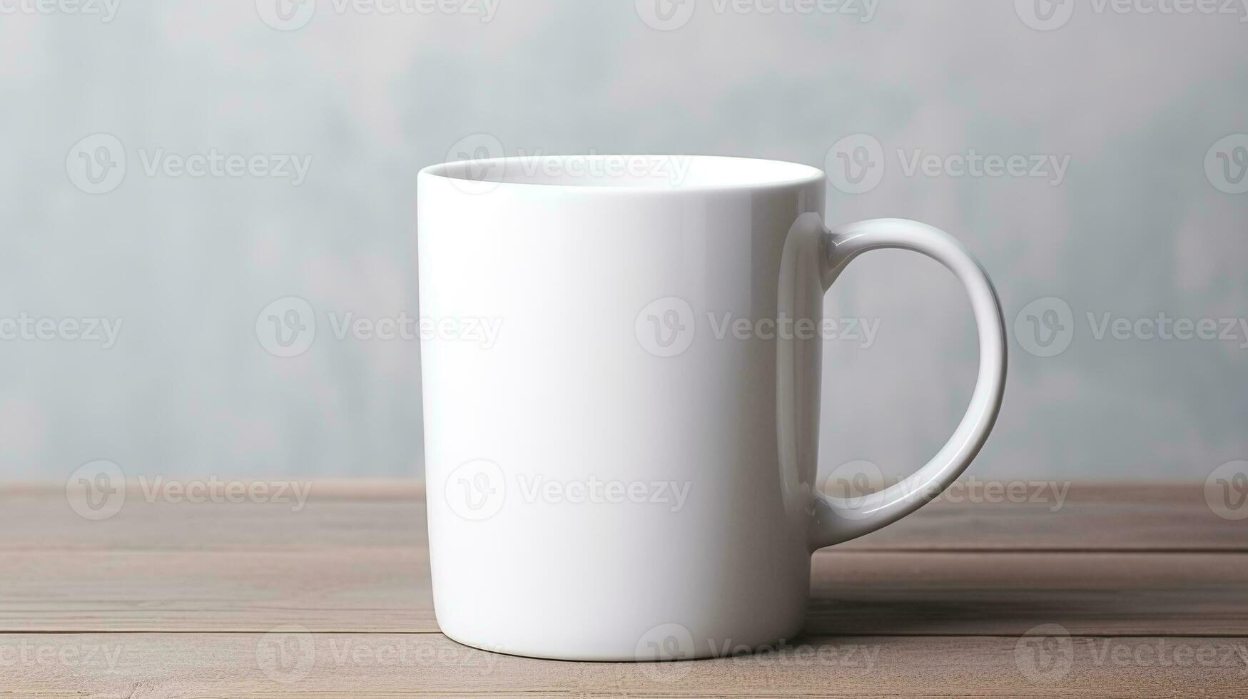 génératif ai, blanc céramique tasse installer dans à Accueil intérieur, agresser moquer en haut blanc, en sourdine neutre couleurs. photo