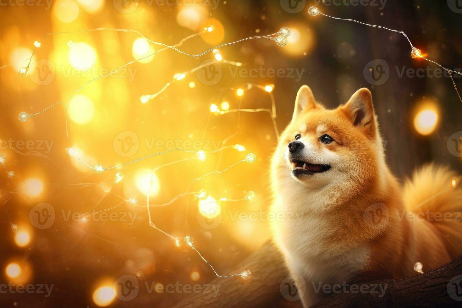 fermer de mignonne chien avec magnifique bokeh arrière-plan, génératif ai illustration photo