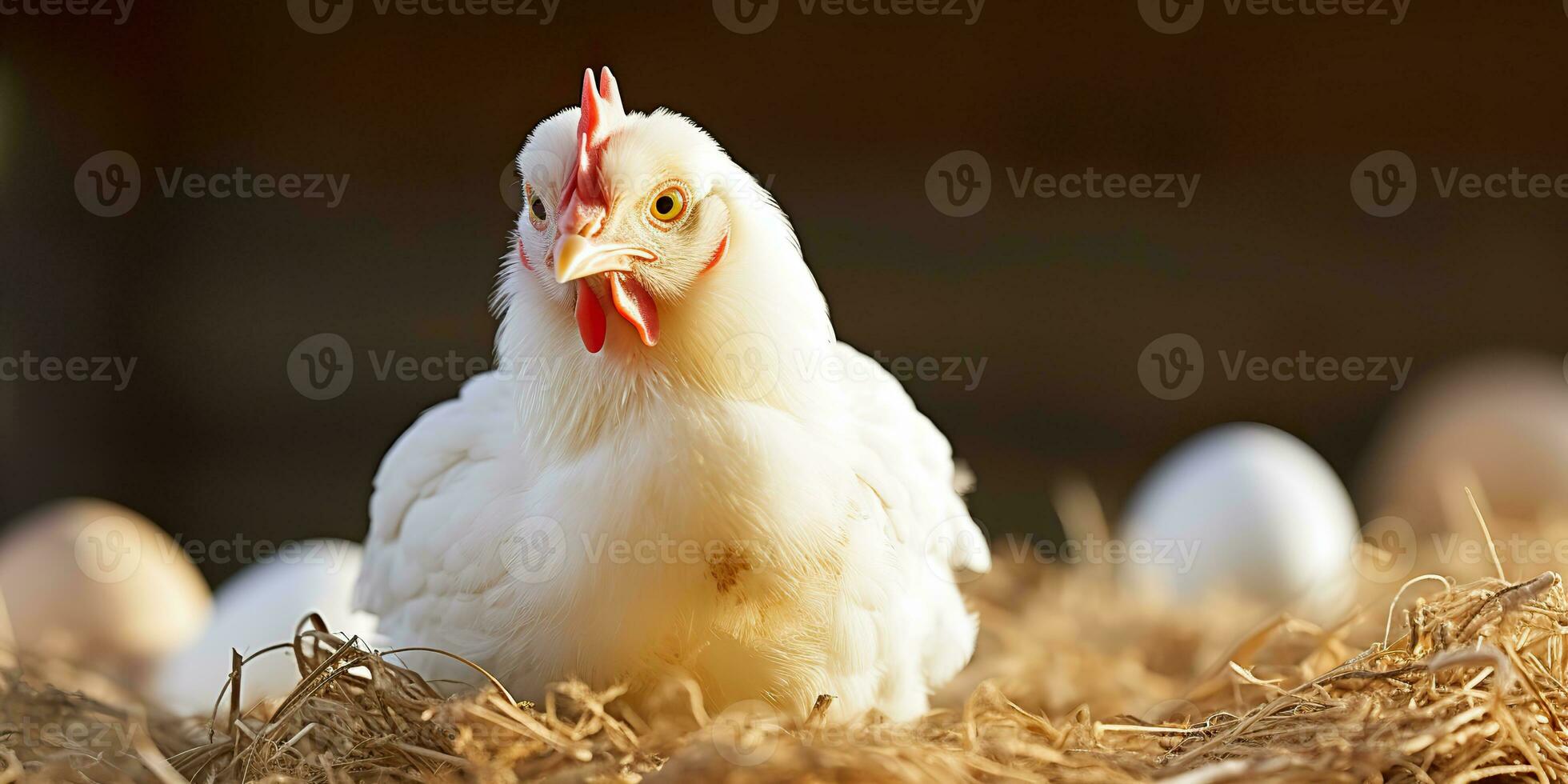 ai généré. ai génératif. biologique éco poulet coq et Oeuf à campagne ferme Contexte. graphique art photo