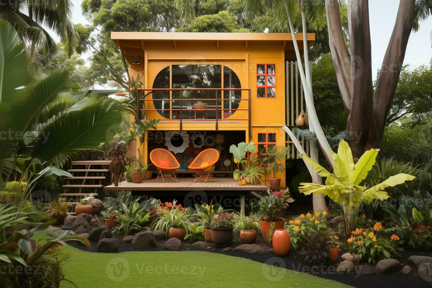 enfants' cubby maison dans un australien cour. génératif par ai photo