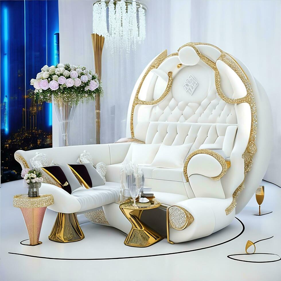 photo luxe moderne mariage style futuriste un événement chaise ai généré