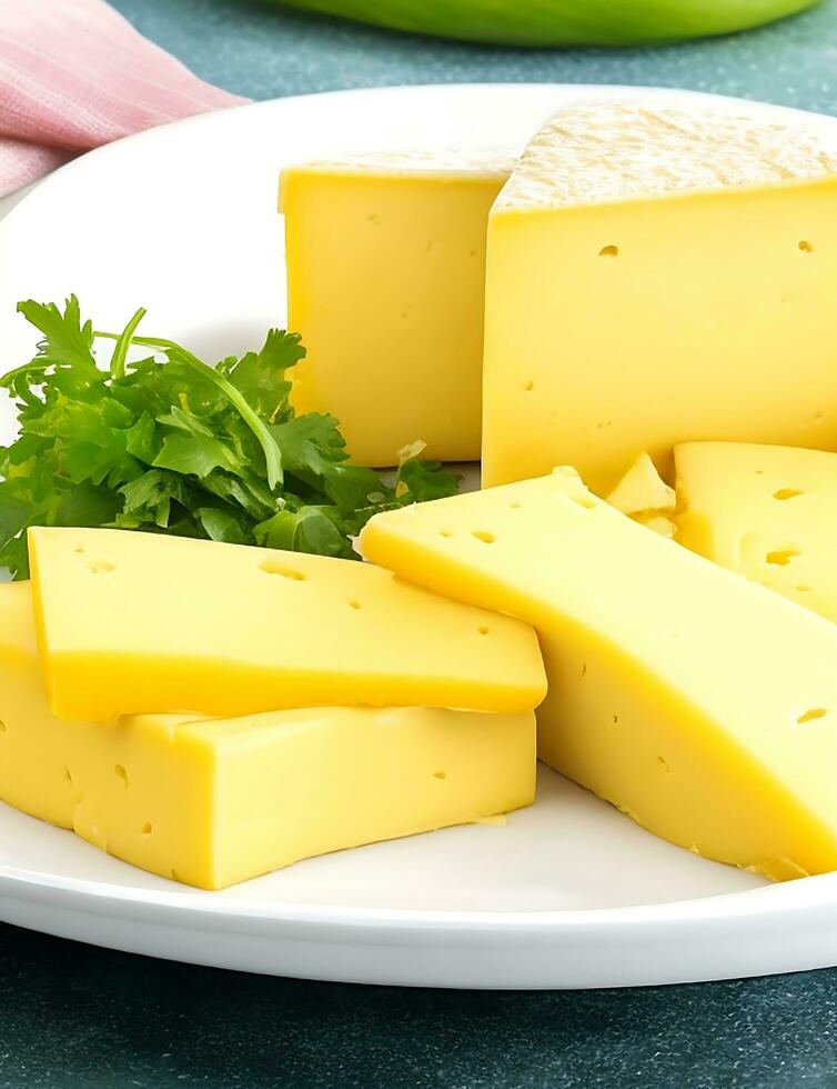 un accrocheur tranche de fromage sur une assiette photo