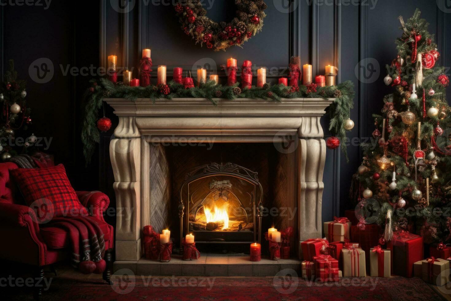brûlant bougie Noël décoration sur en bois Contexte 32468377 Photo de stock  chez Vecteezy