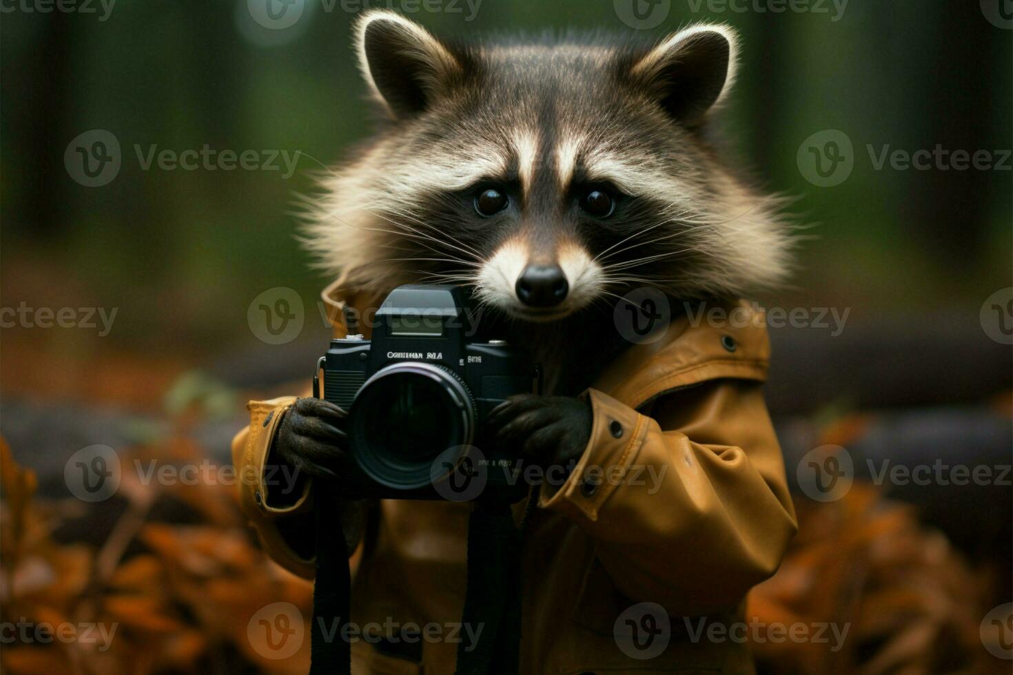 floue toile de fond cadres raton laveur photographe capturer vies Candide des moments ai généré photo