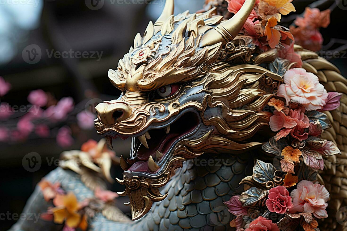 chinois dragon, dans le style de détaillé multicouche compositions, fantastique personnage, coloré brillant fond.ai génératif art photo