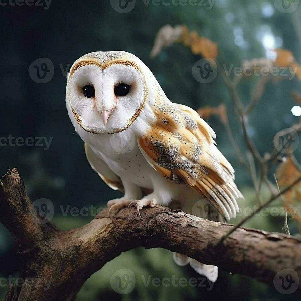 magnifique hibou séance sur une arbre branche dans le l'automne forêt. ai généré pro photo