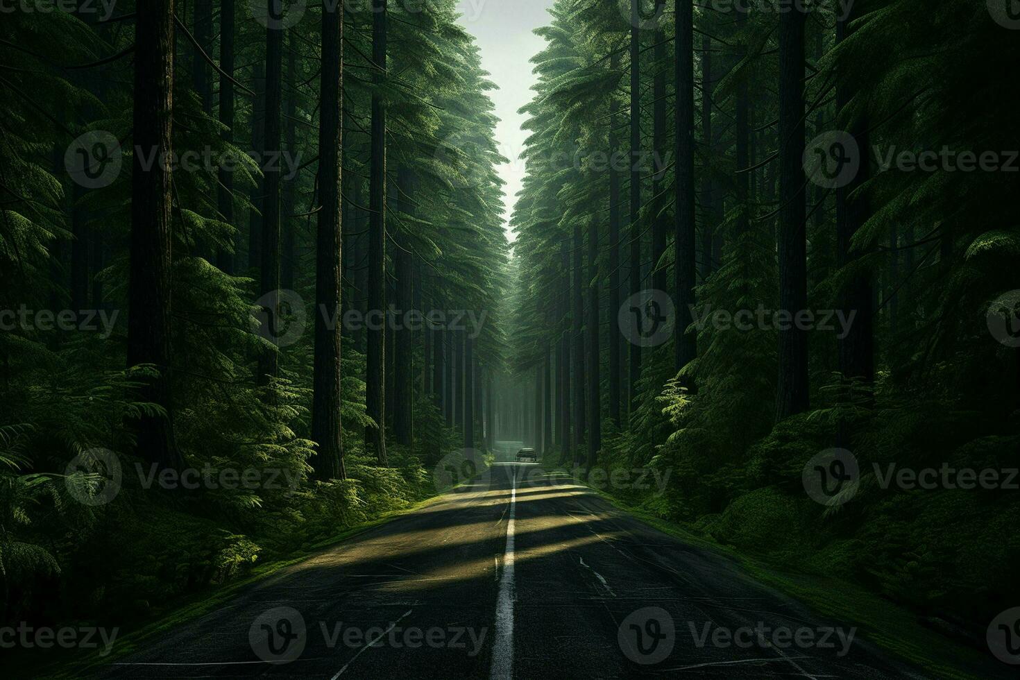 route dans le vert forêt. la nature composition. 3d le rendu. ai généré pro photo