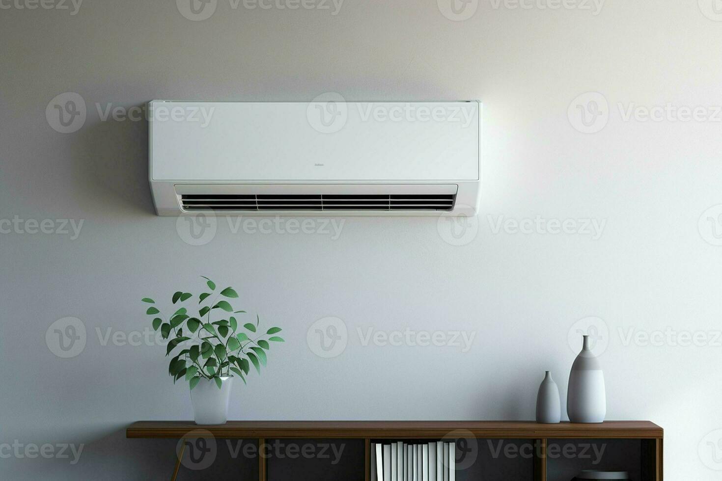 air Conditionneur sur le mur dans le vivant chambre, Stock photo. ai généré pro photo