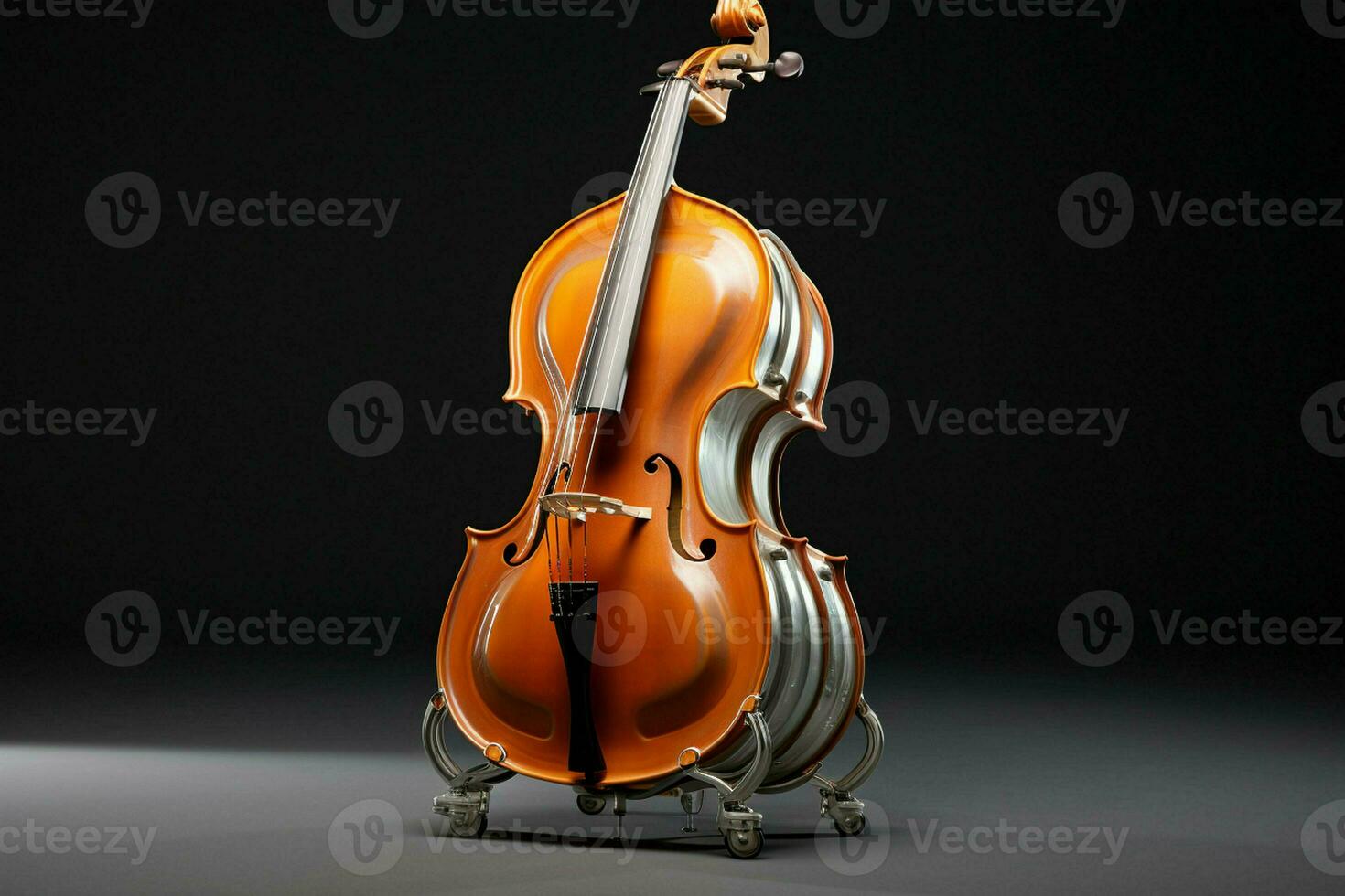 3d rendre de classique violon sur foncé Contexte. 3d illustration. ai généré pro photo