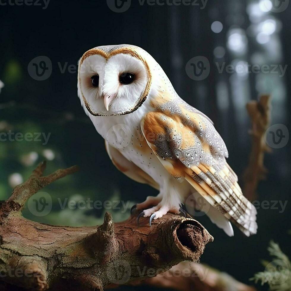 magnifique hibou séance sur une arbre branche dans le l'automne forêt ai généré pro photo