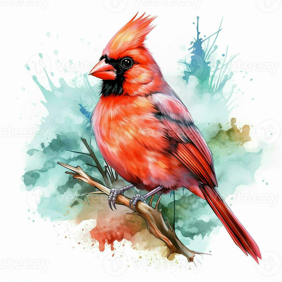 cardinal oiseau sur aquarelle Contexte. ai généré pro photo