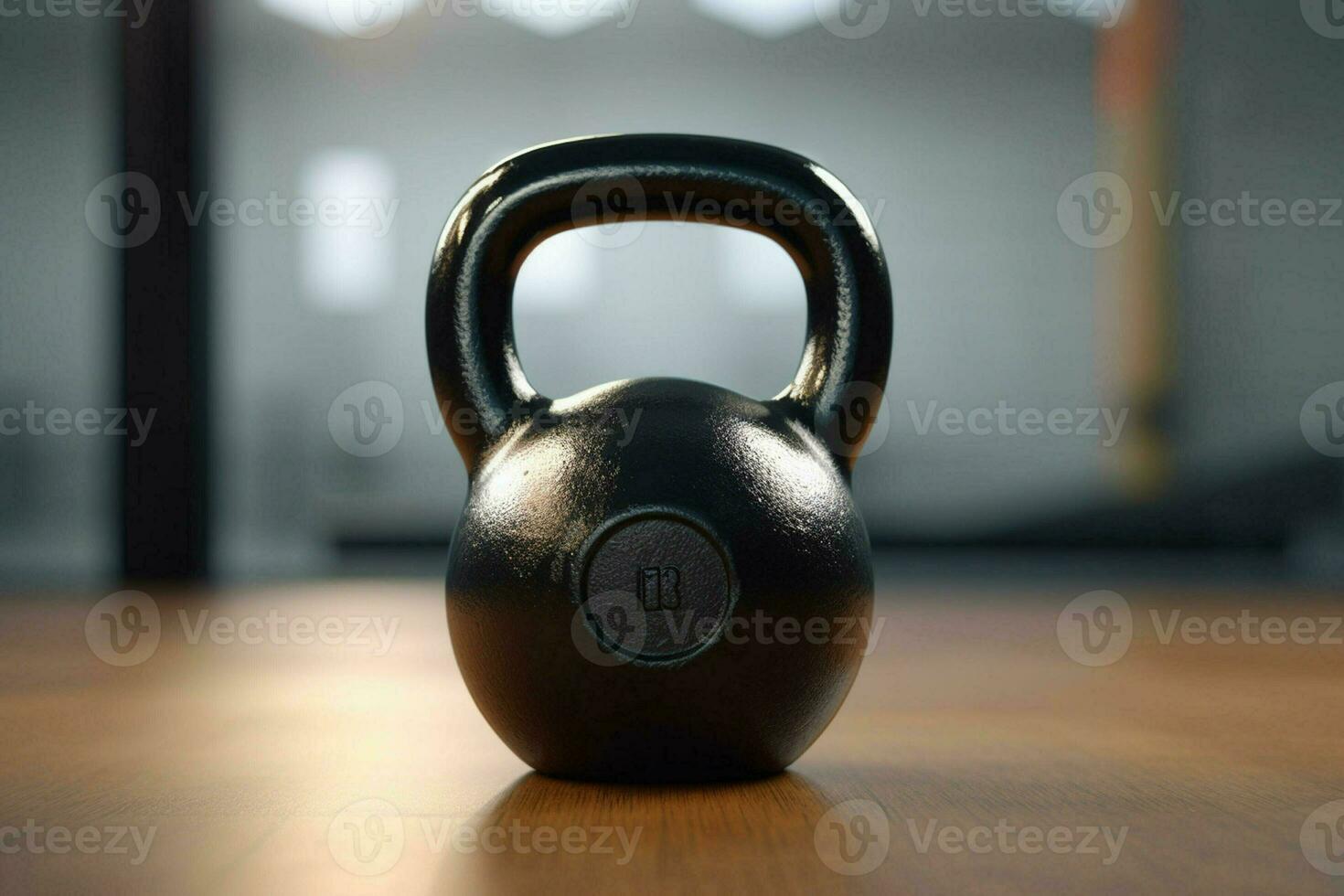 kettlebell dans une aptitude chambre. kettlebell sur le sol. sport équipement. aptitude concept. ai généré pro photo