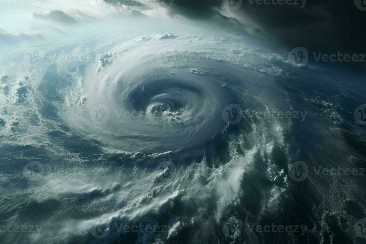 fantastique vue de le mer de une avion. spectaculaire scène. aérien vue de bleu ciel et des nuages avec tornade. 3d rendre. ai généré pro photo