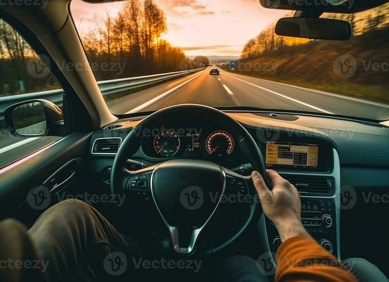 asiatique homme conduite sur le route.générative ai. photo