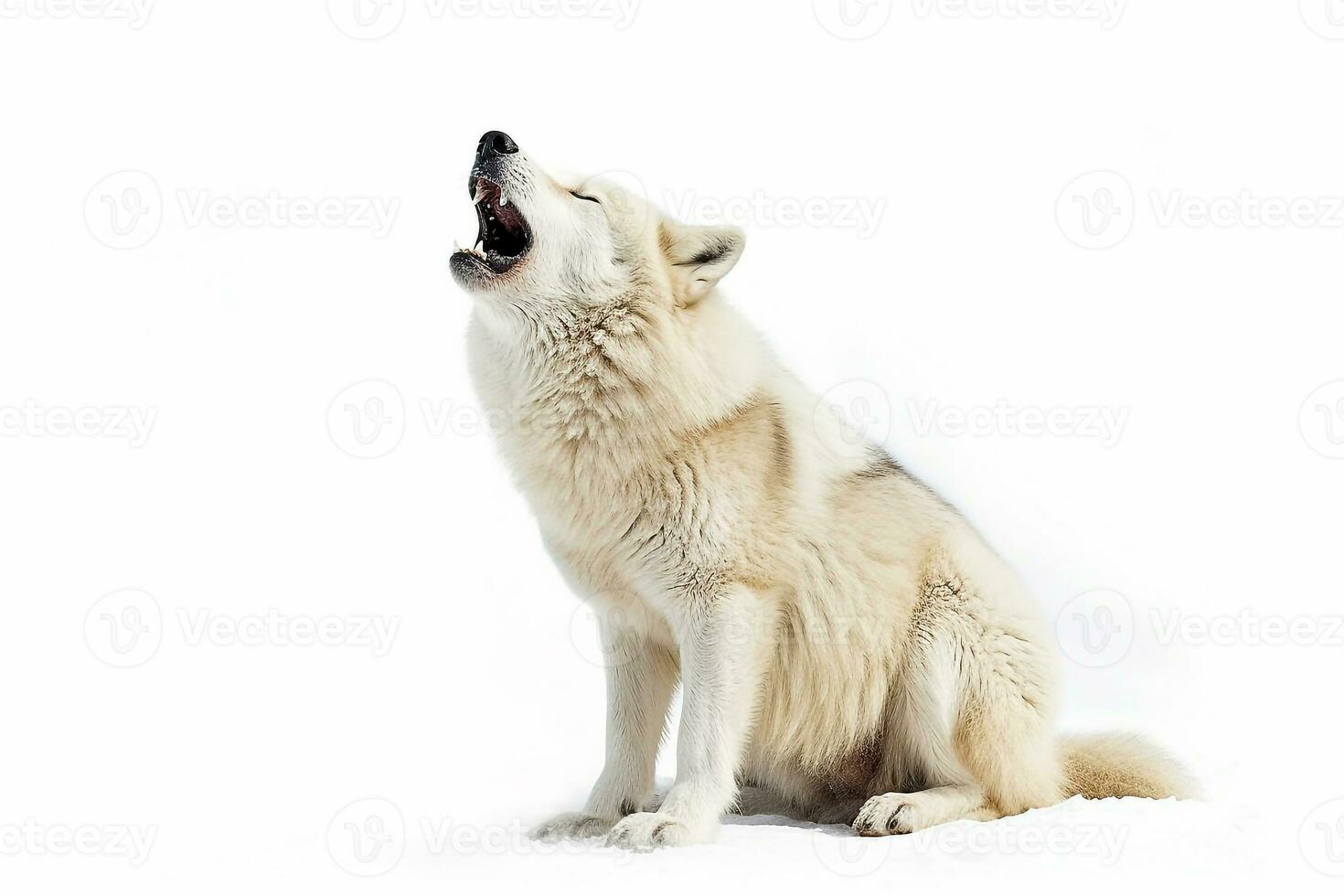 hurlement blanc Loup isolé sur blanc arrière-plan.génératif ai. photo