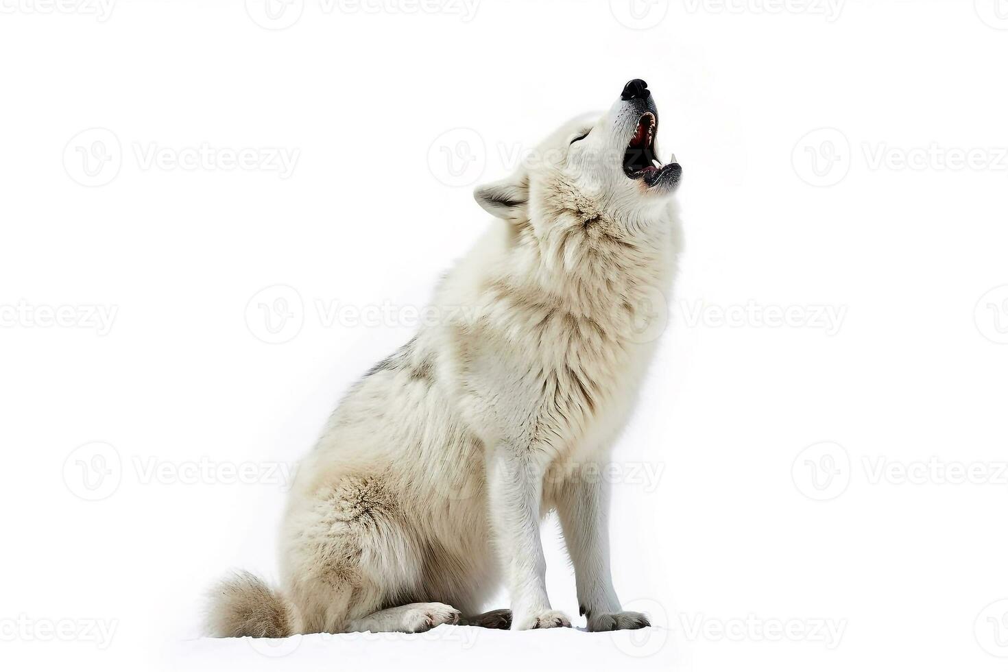 hurlement blanc Loup isolé sur blanc arrière-plan.génératif ai. photo