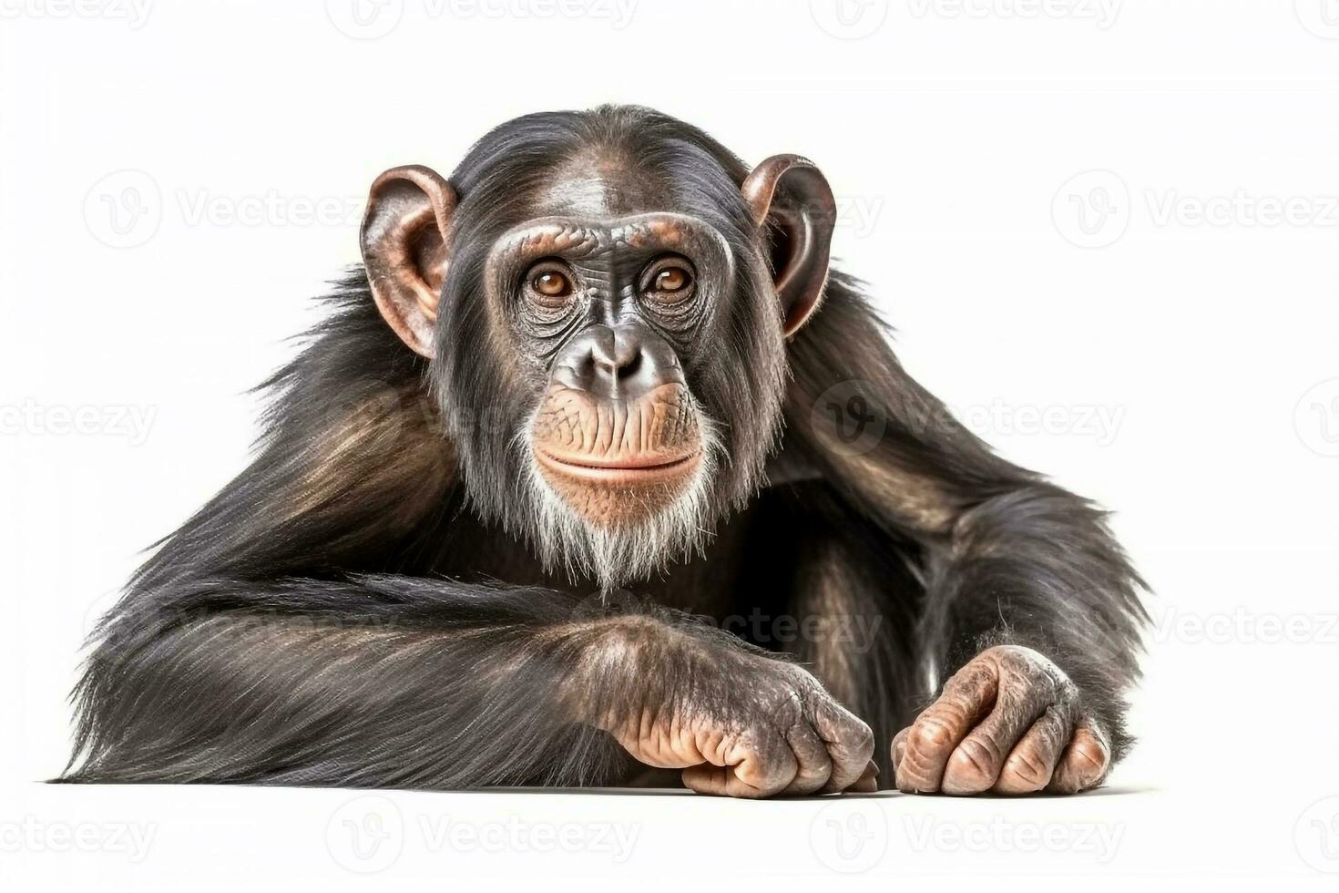 chimpanzé isolé sur blanc Contexte .génératif ai. photo