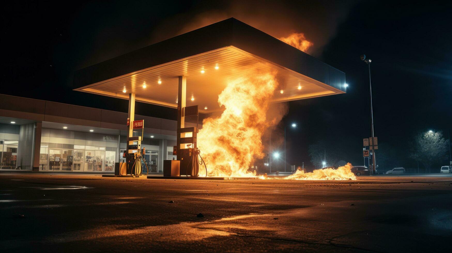 Feu à une gaz station dans jour photo