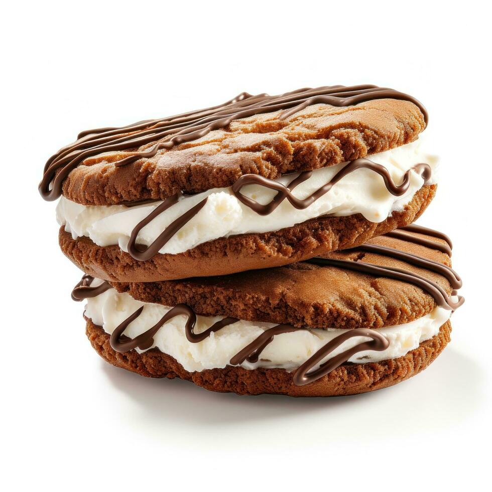 Chocolat sandwich biscuit avec Lait crème isolé photo