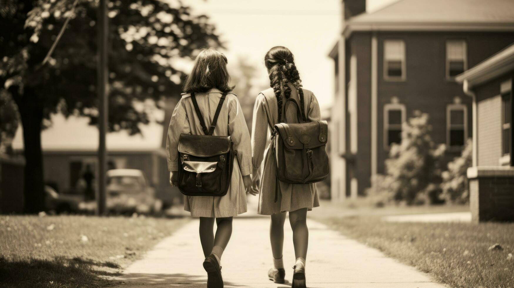 deux Jeune les filles sont en marchant avec leur sacs à dos photo