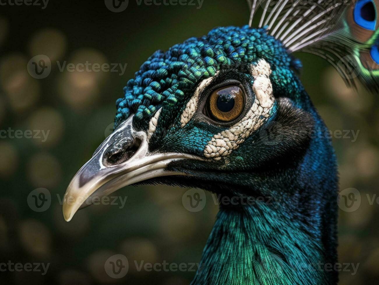 paon oiseau portrait établi avec génératif ai La technologie photo