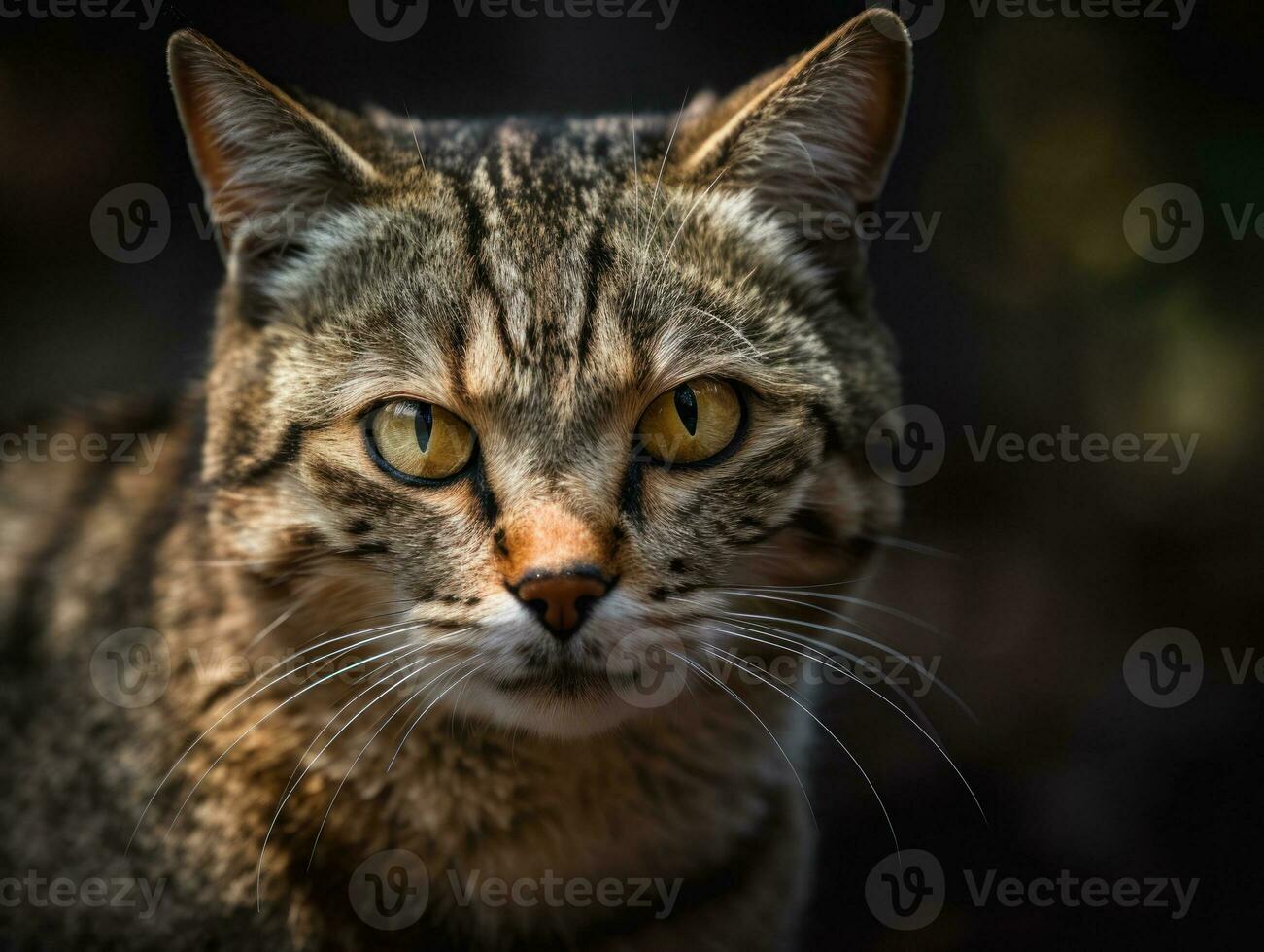 américain poil dur chat portrait proche en haut établi avec génératif ai La technologie photo