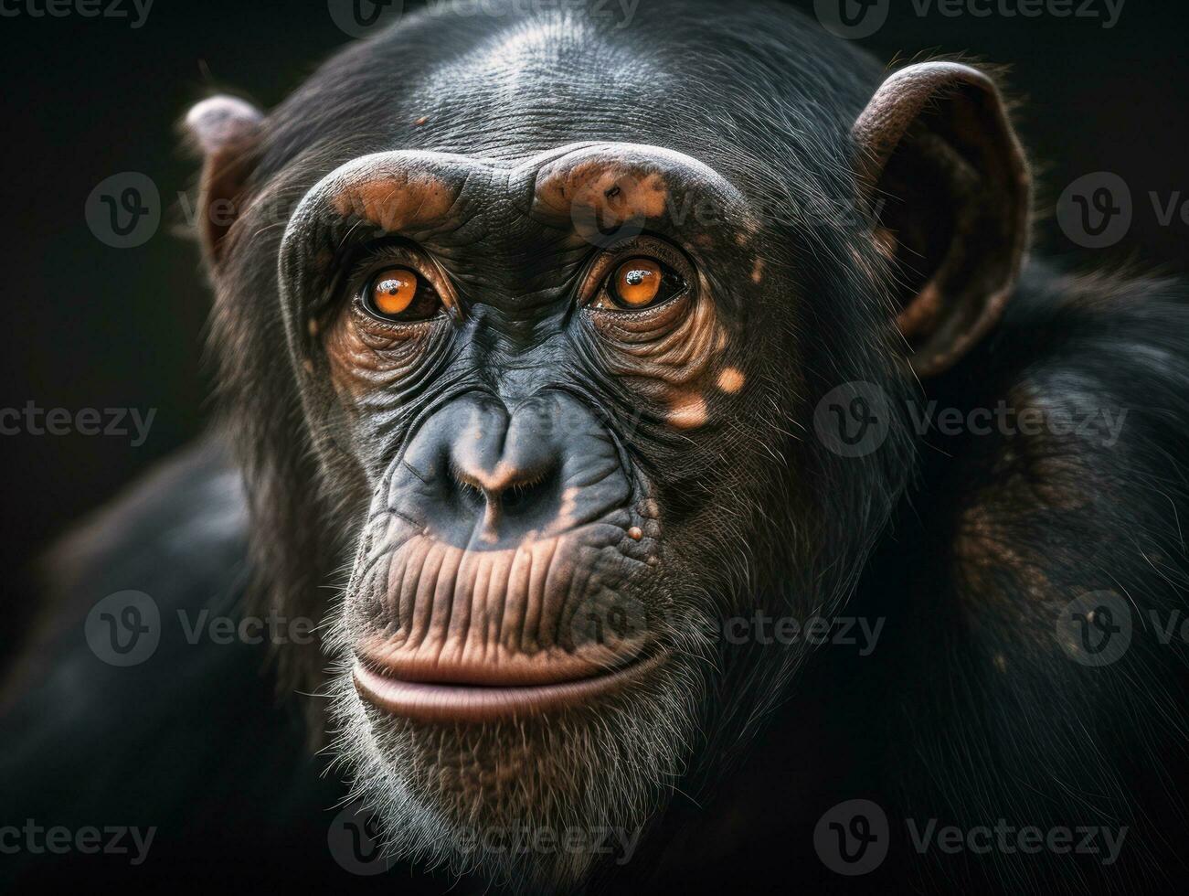 chimpanzé singe portrait établi avec génératif ai La technologie photo