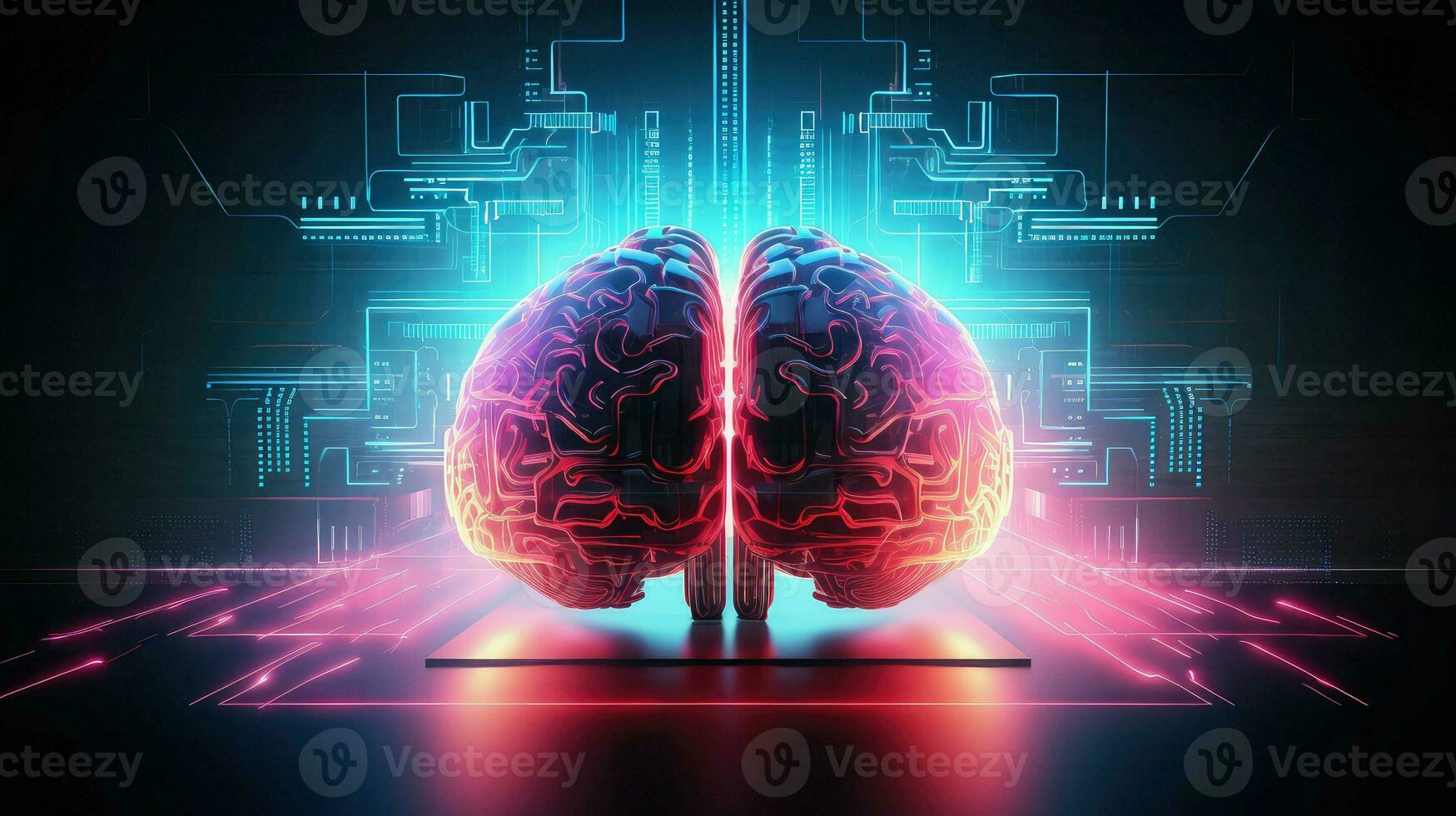 La technologie Humain cerveau électronique ai généré photo