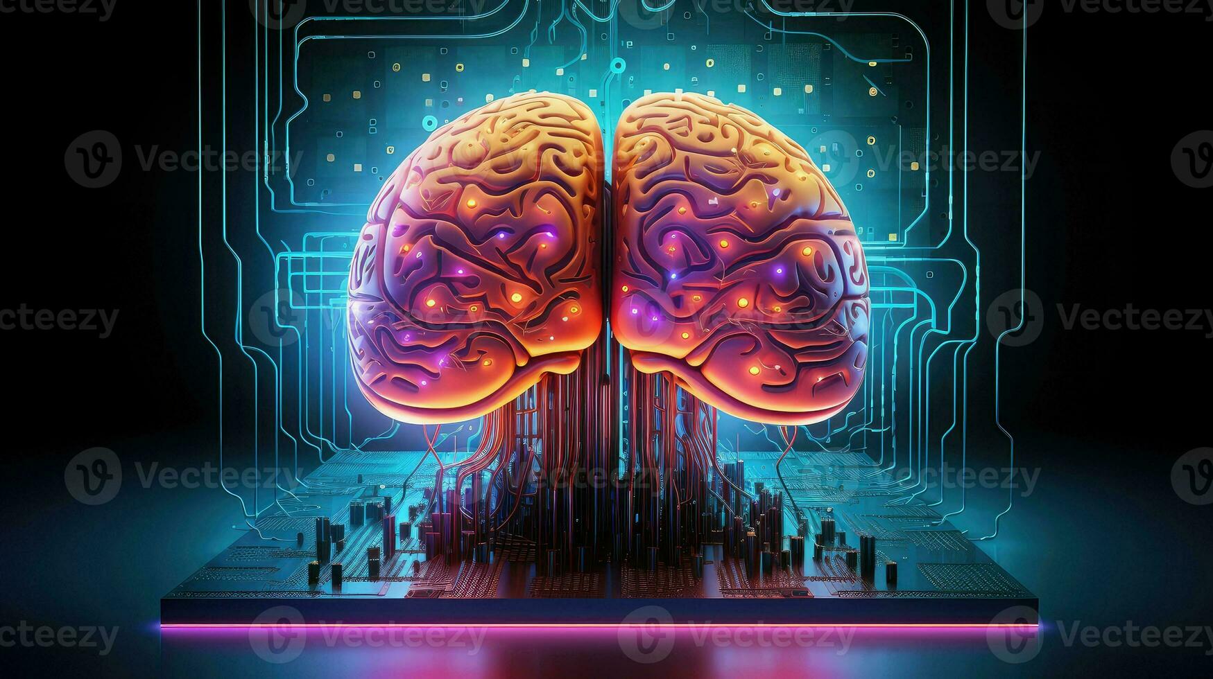 artificiel Humain cerveau électronique ai généré photo