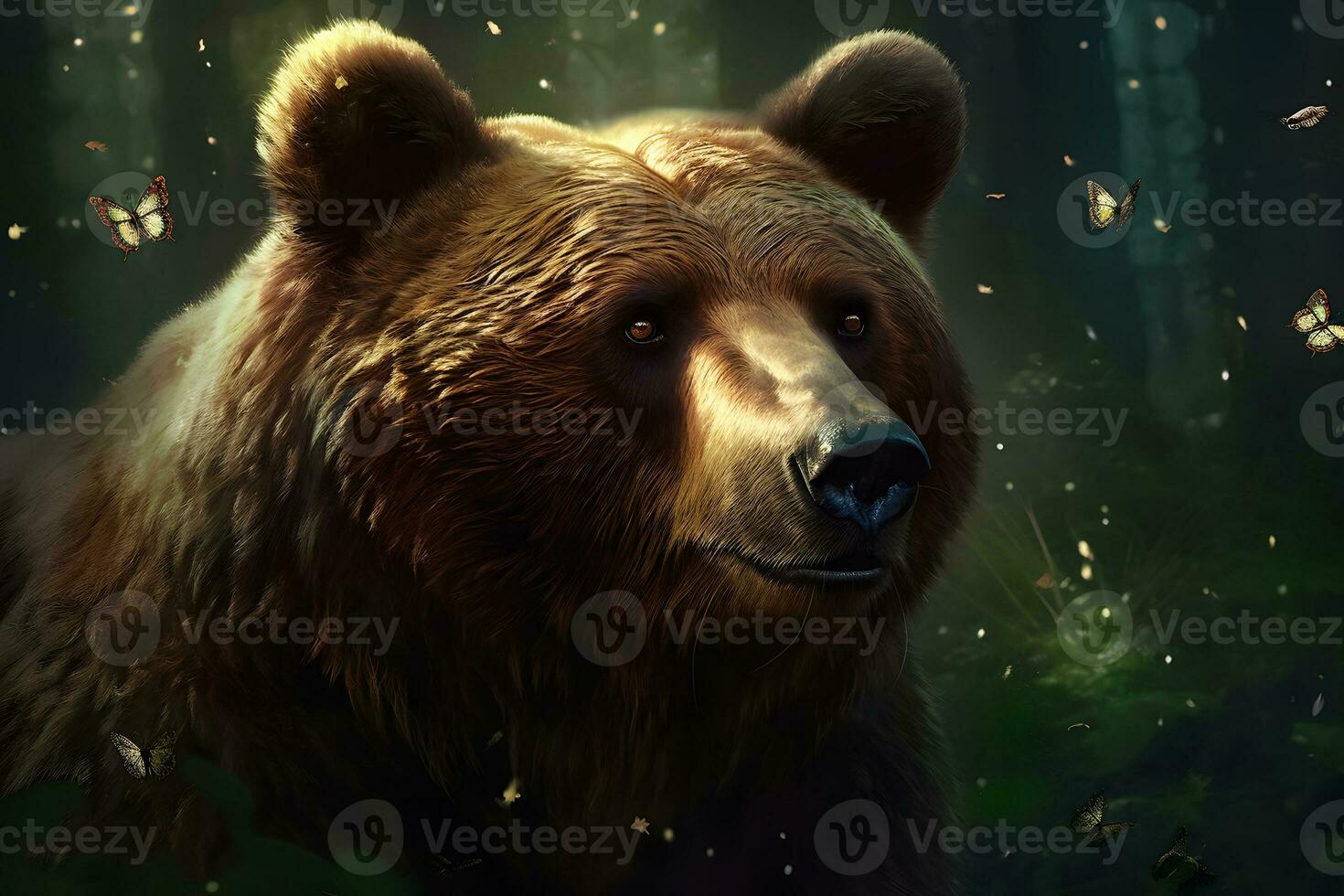 fermer portrait de une européen marron ours. neural réseau ai généré photo