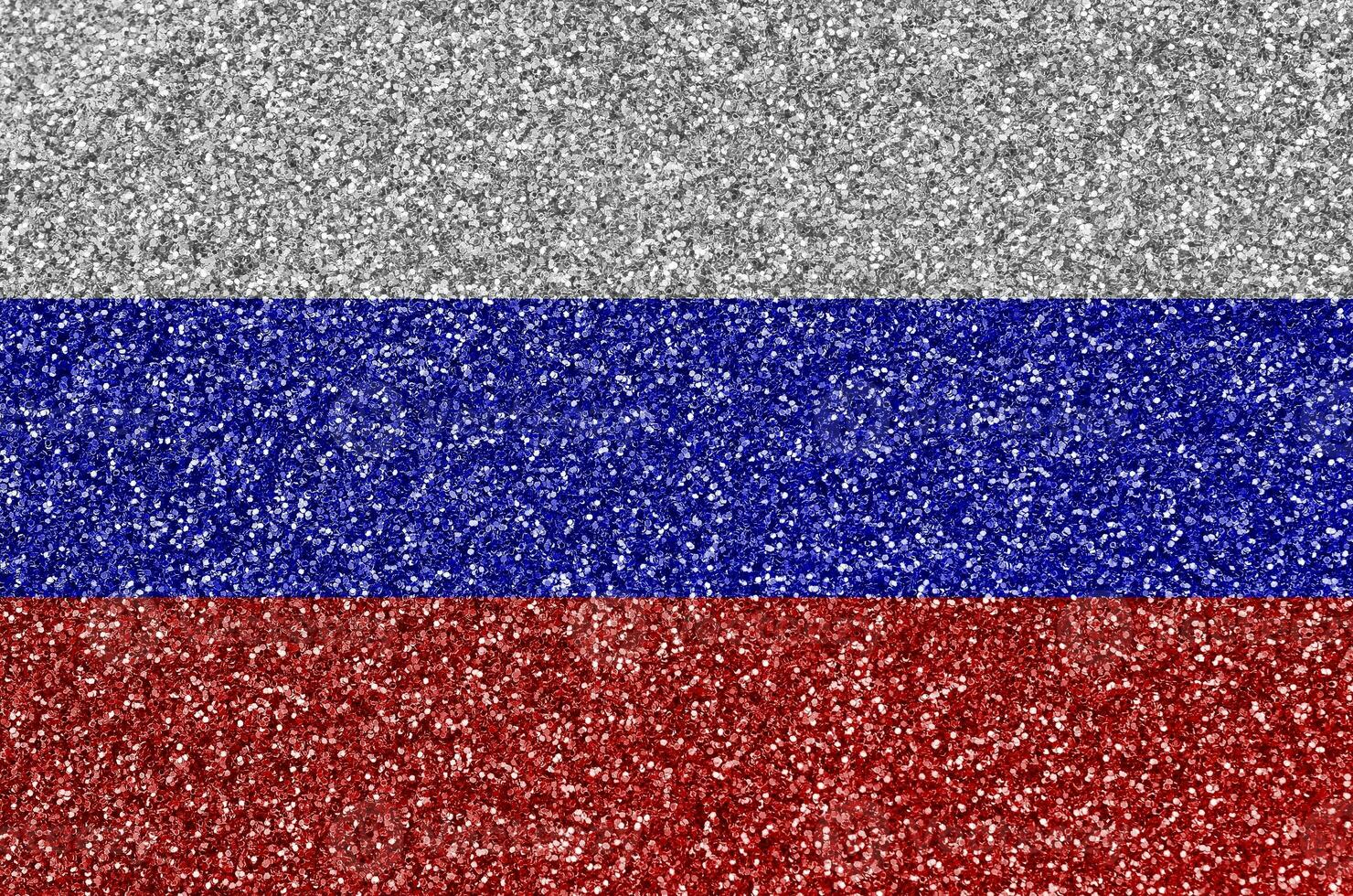 Russie drapeau représenté sur beaucoup petit brillant paillettes. coloré Festival Contexte pour fête photo