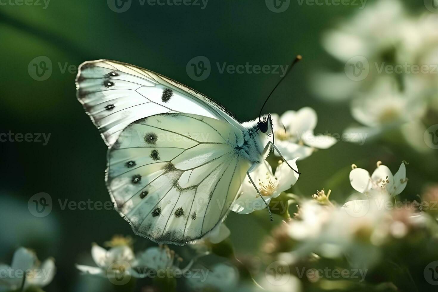 épanouissement sakura. branche de épanouissement Sakura et brillant bleu morpho papillon. neural réseau ai généré photo