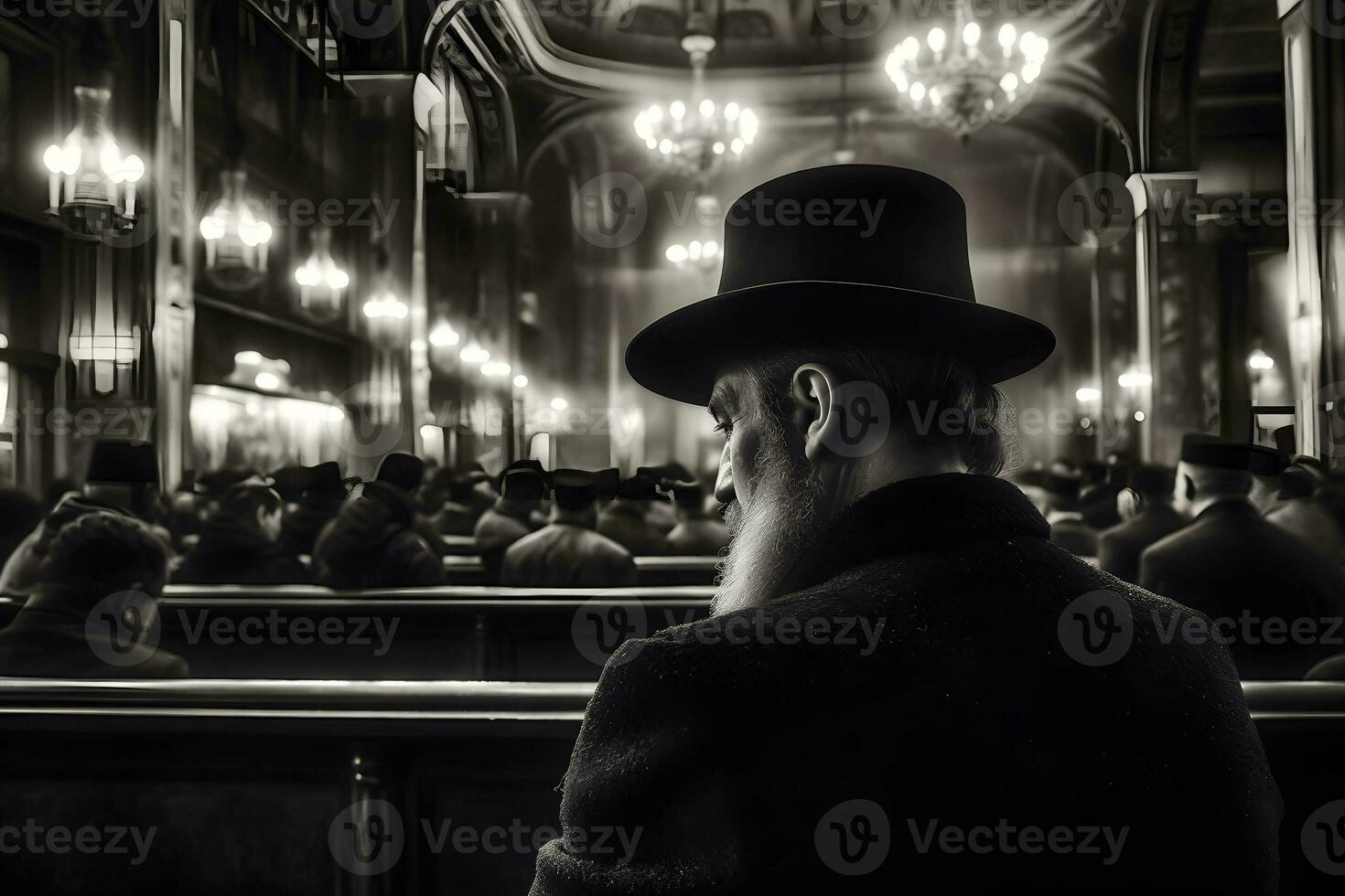 orthodoxe Juif lit prières dans le temple. neural réseau ai généré photo