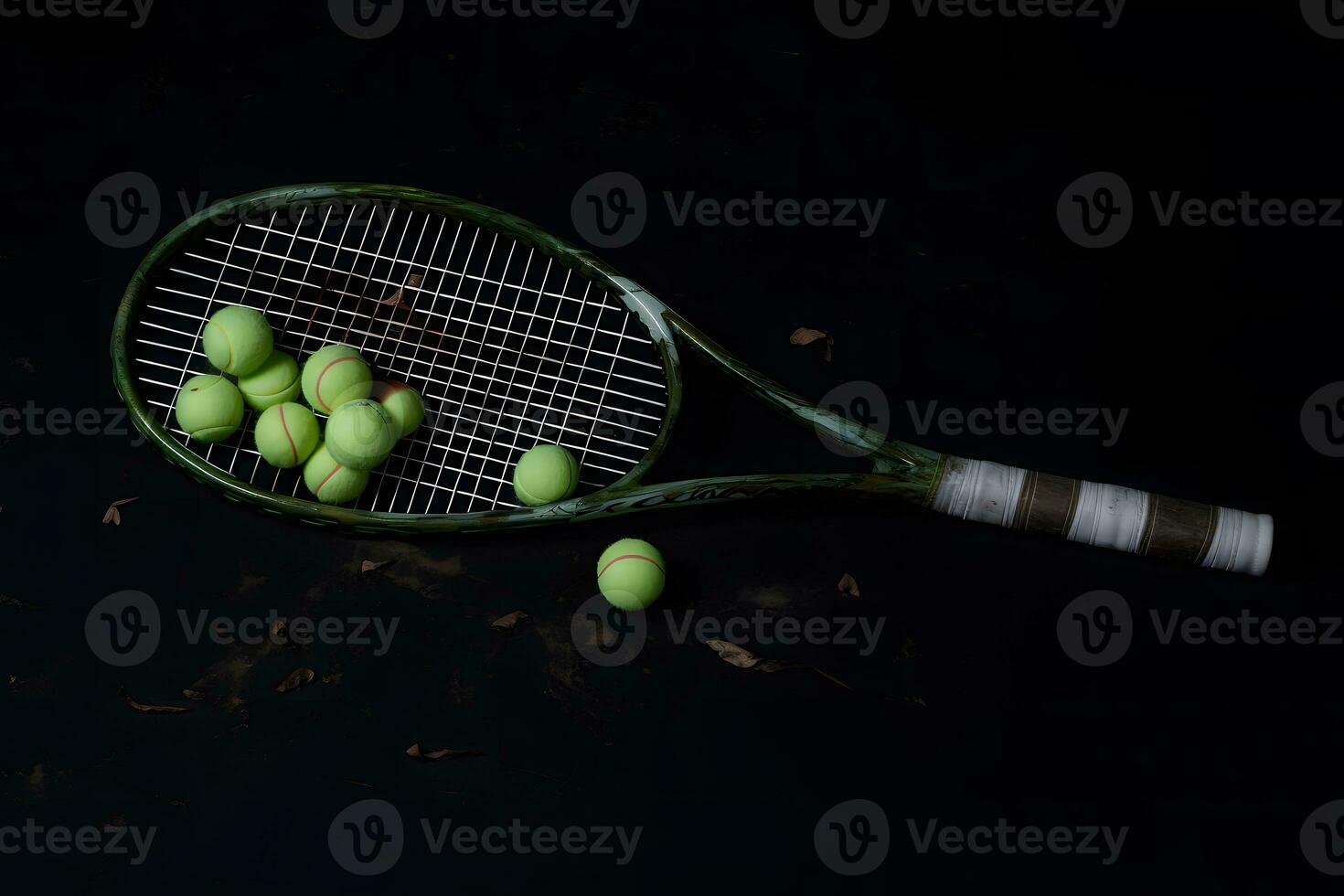 une coup de une tennis raquette et une tennis balle. neural réseau ai généré photo