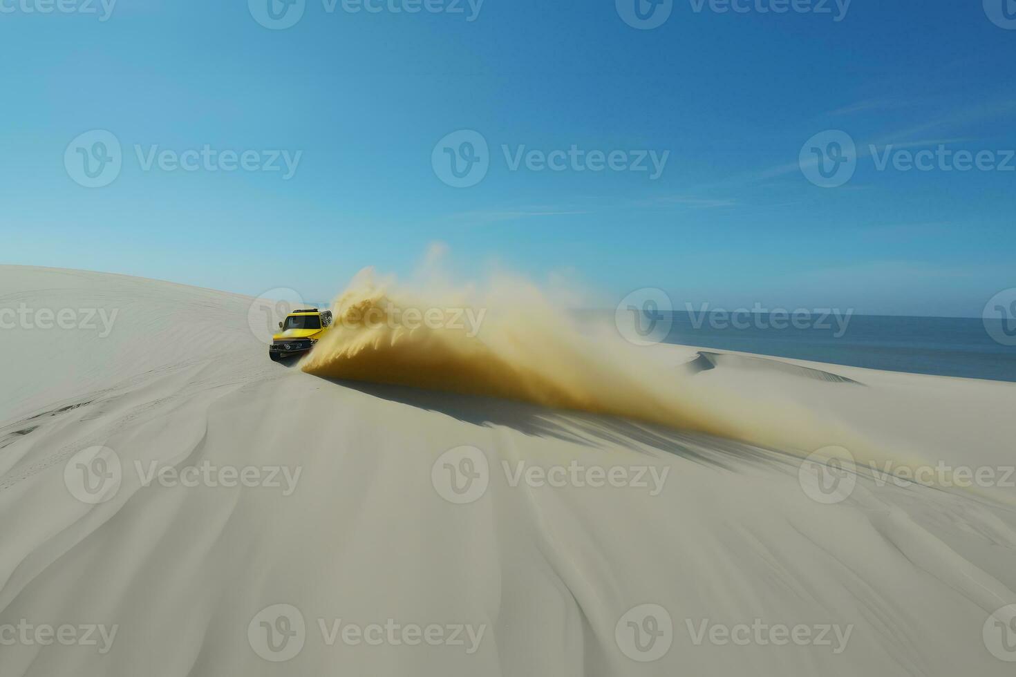 suv voiture dans dessert. neural réseau ai généré photo