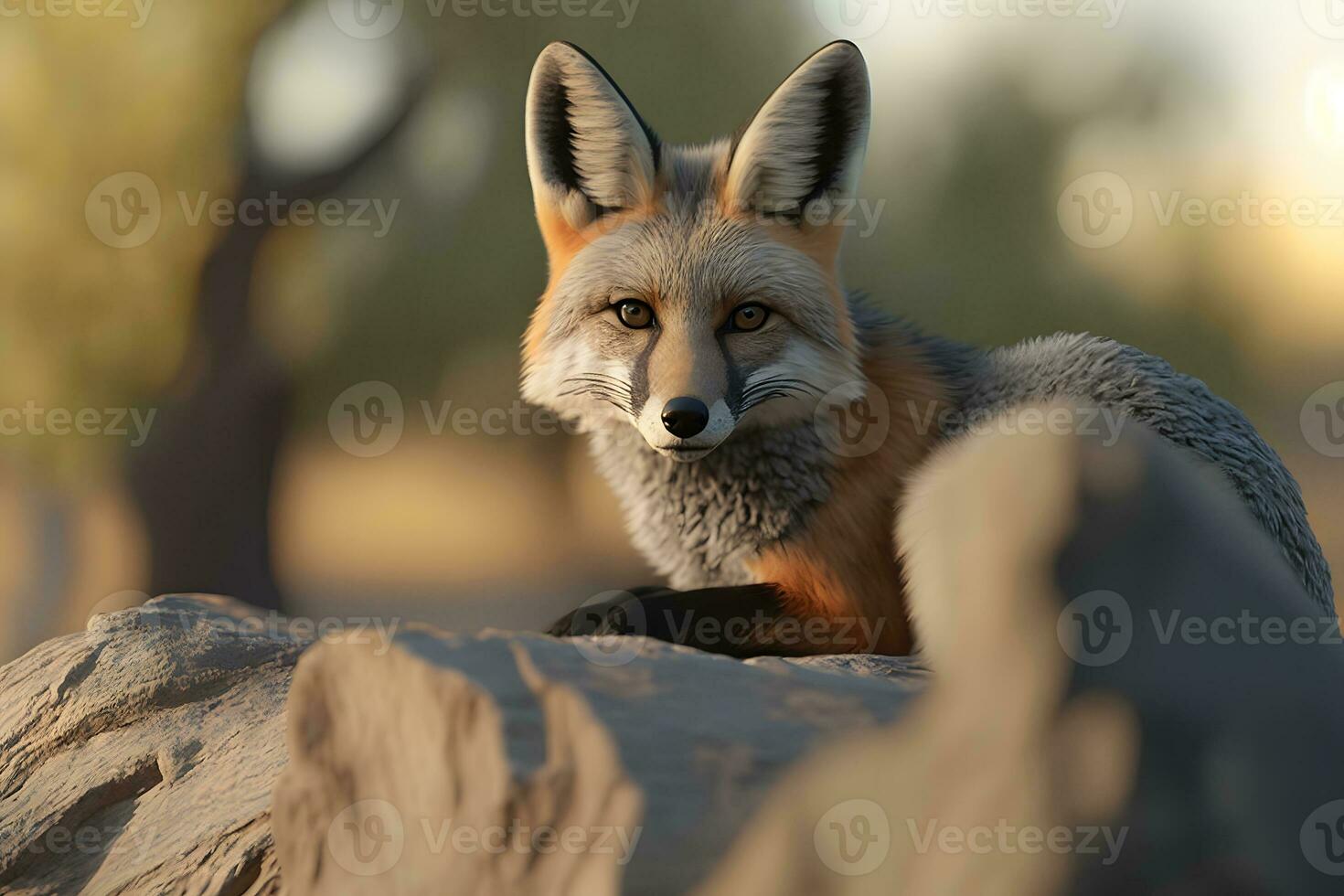 Renard dans vert forêt. faune scène de la nature. neural réseau ai généré photo