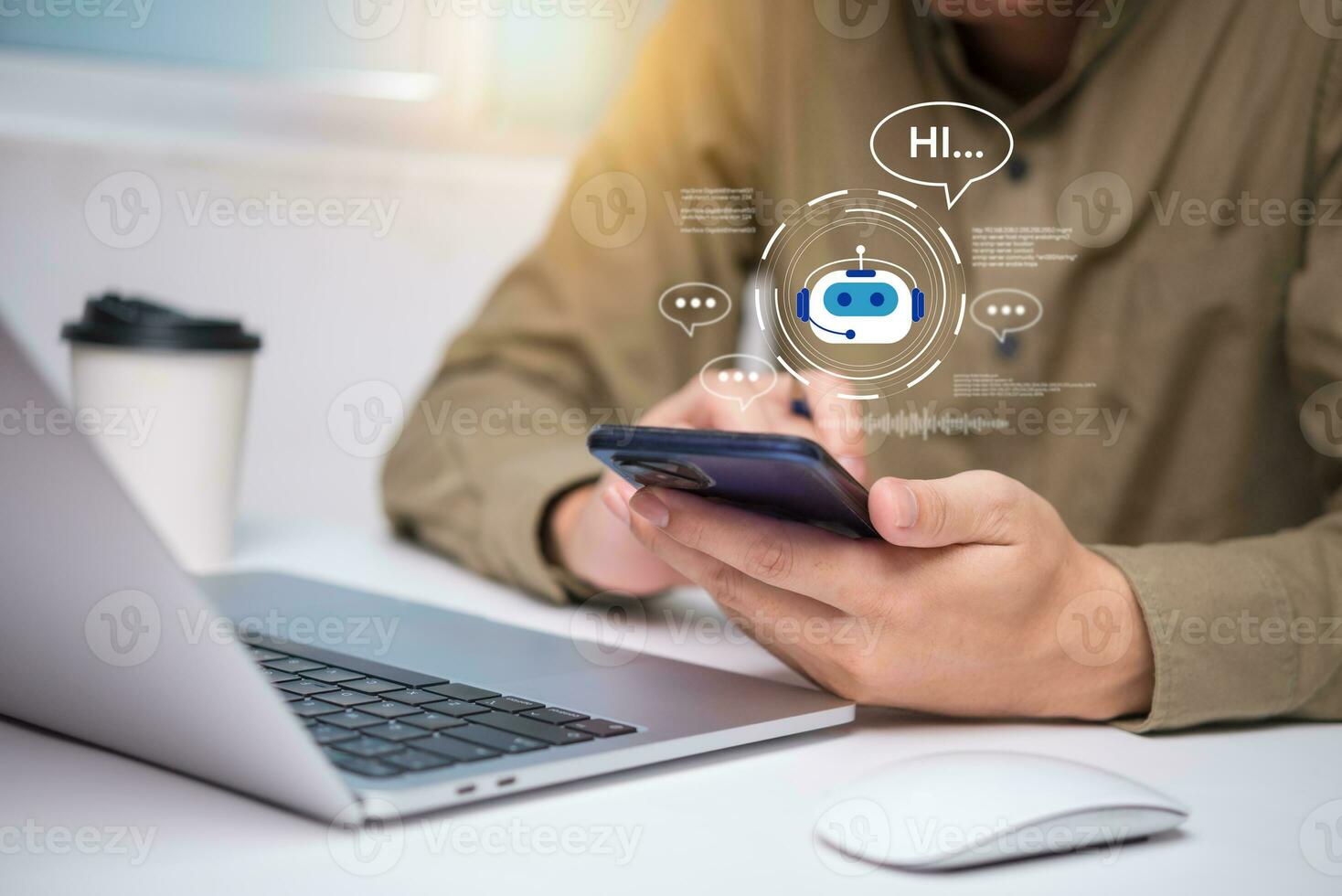 chatbot conversation ai artificiel intelligence La technologie en ligne client service.digital chatbot, robot application, futuriste technologie.virtuelle assistant sur l'Internet. photo