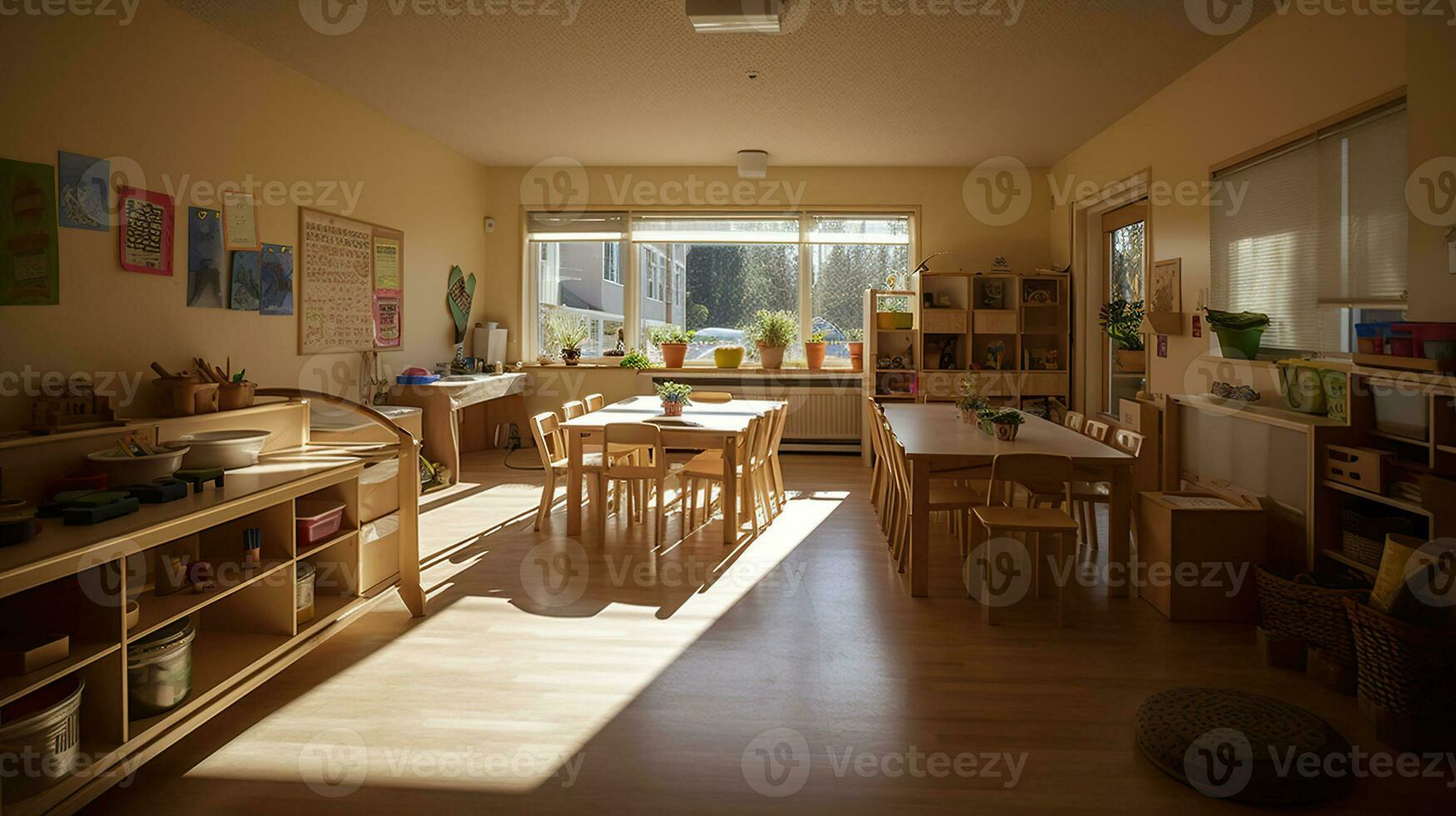 montessori Jardin d'enfants préscolaire Salle de classe. ai génératif photo