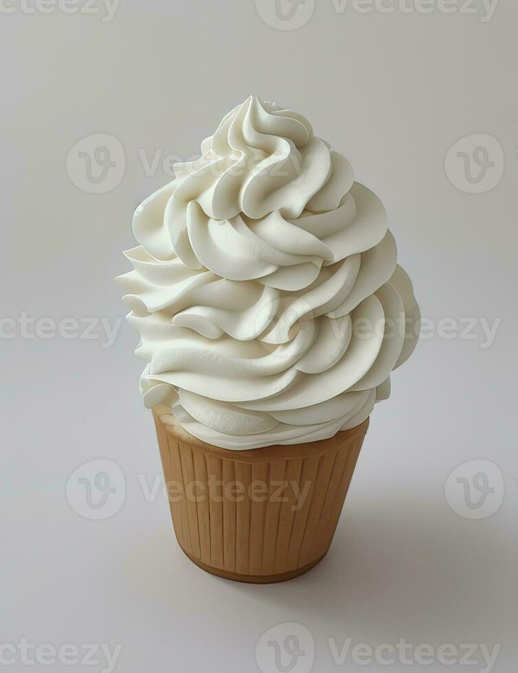 Célibataire petit gâteau avec comestible sucre fleur haut de gamme. blanc Contexte avec copie espace génératif ai photo