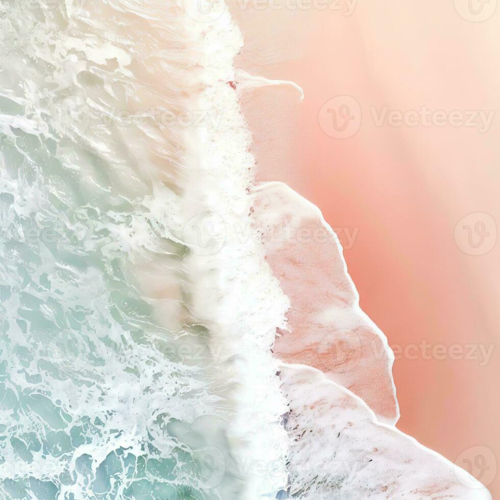 aérien vue de clair turquoise mer aérien vue de sablonneux plage et océan avec vagues génératif ai photo
