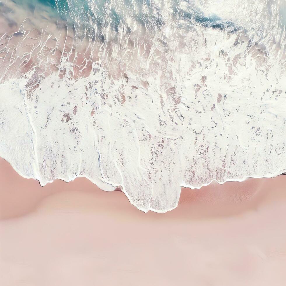 aérien vue de clair turquoise mer aérien vue de sablonneux plage et océan avec vagues génératif ai photo