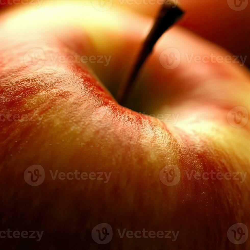 une fermer de une rouge Pomme avec l'eau gouttes sur il génératif ai photo