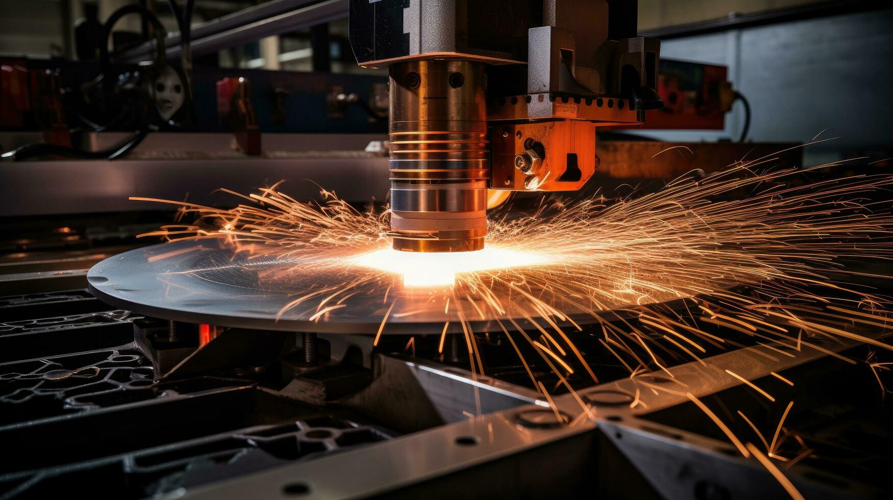 cnc fraisage machine. laser Coupe de acier pour métal. machine outil industrie exposition, laser des étincelles photo