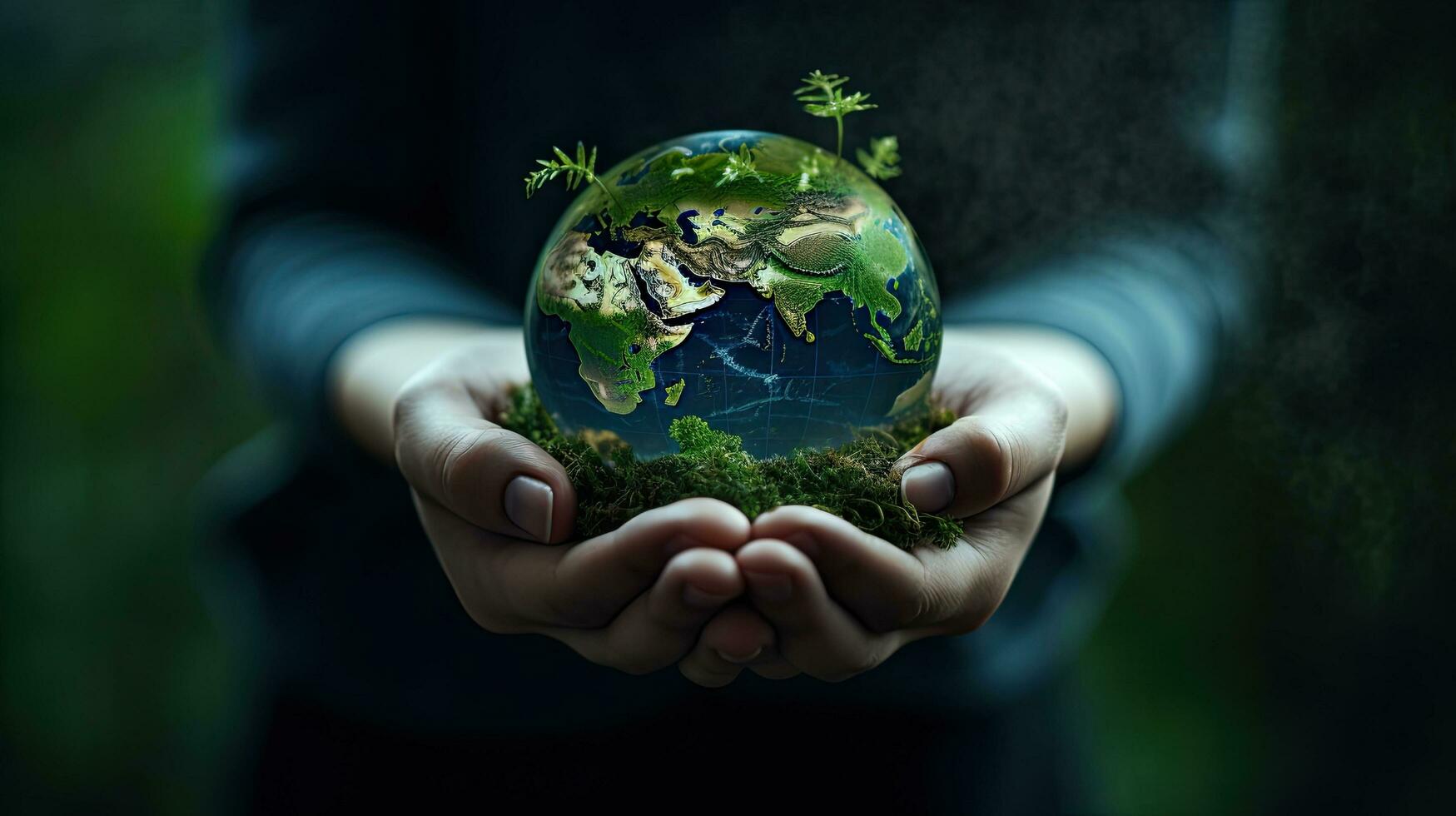 main en portant une globe balle, croissance des arbres et vert la nature  flou Contexte. écologique concept l'amour le environnement 29629510 Photo  de stock chez Vecteezy