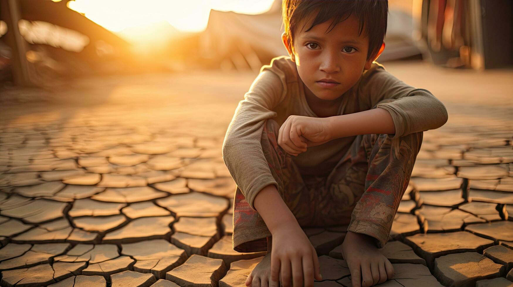 asiatique les enfants vivant dans la pauvreté et sécheresse photo