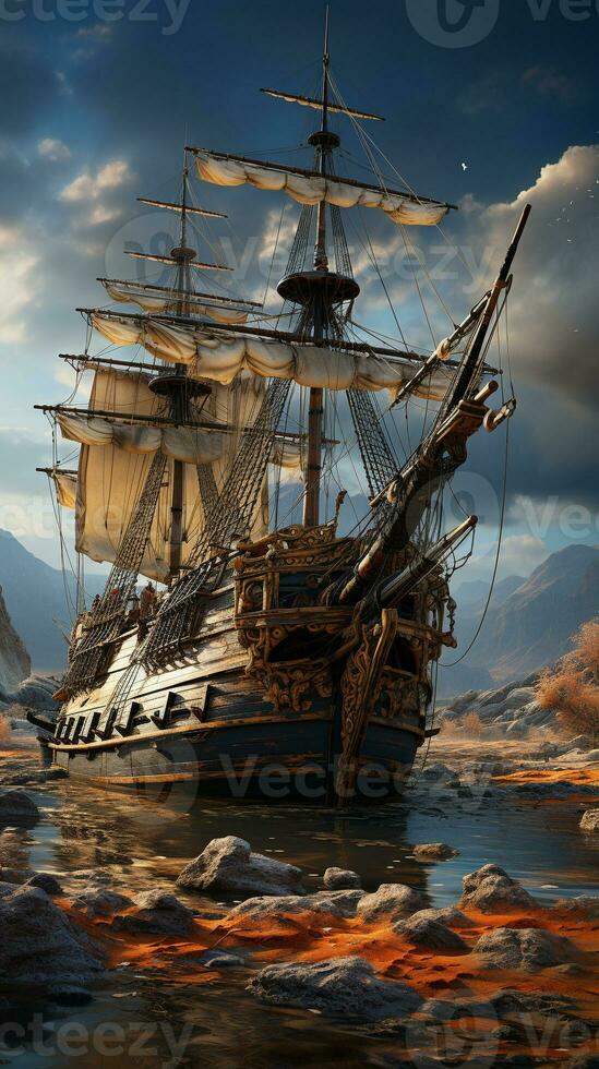 une pirate navire dans le océan photo